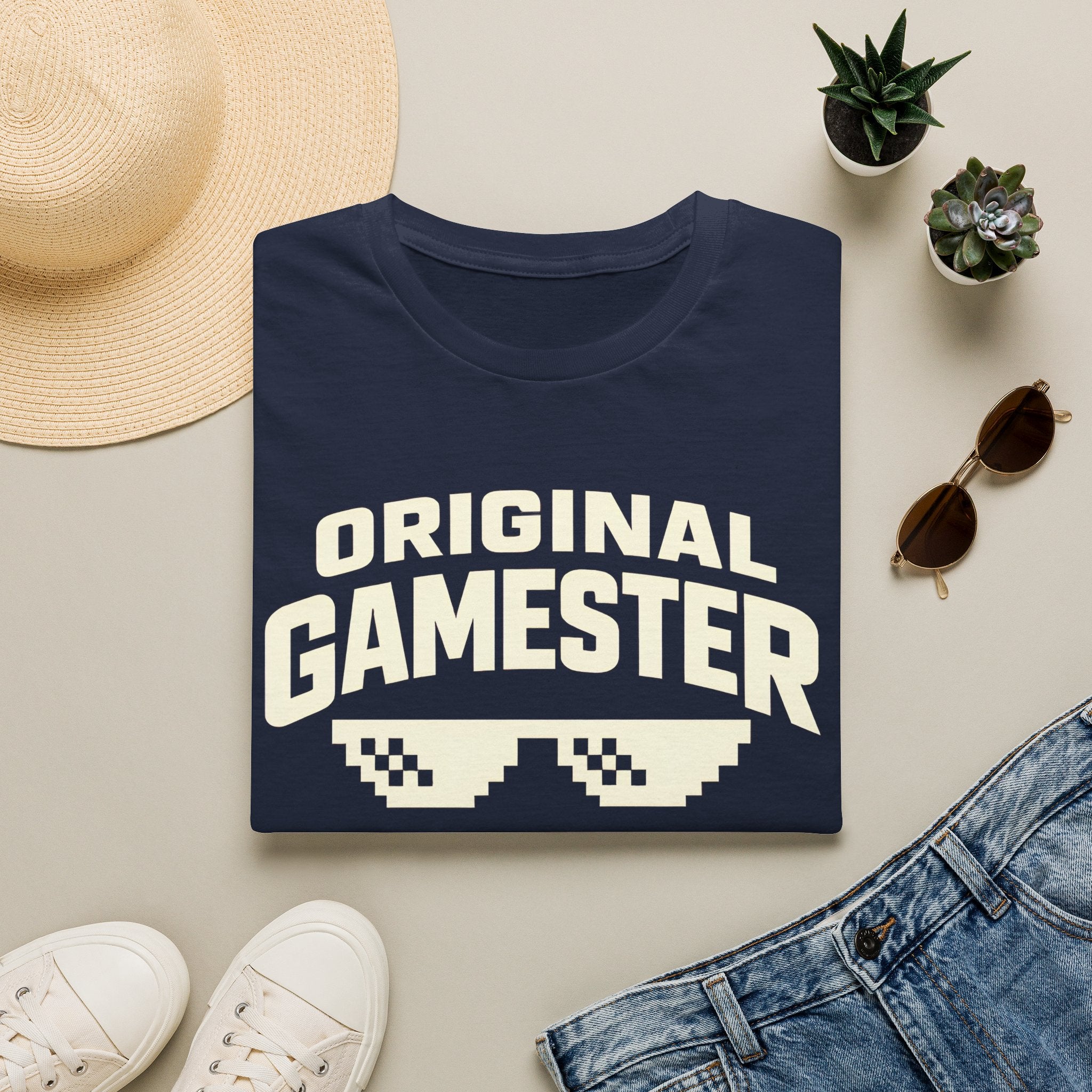 Original Gamester T-Shirt — Retro Pixel Sunglasses Gaming Tee