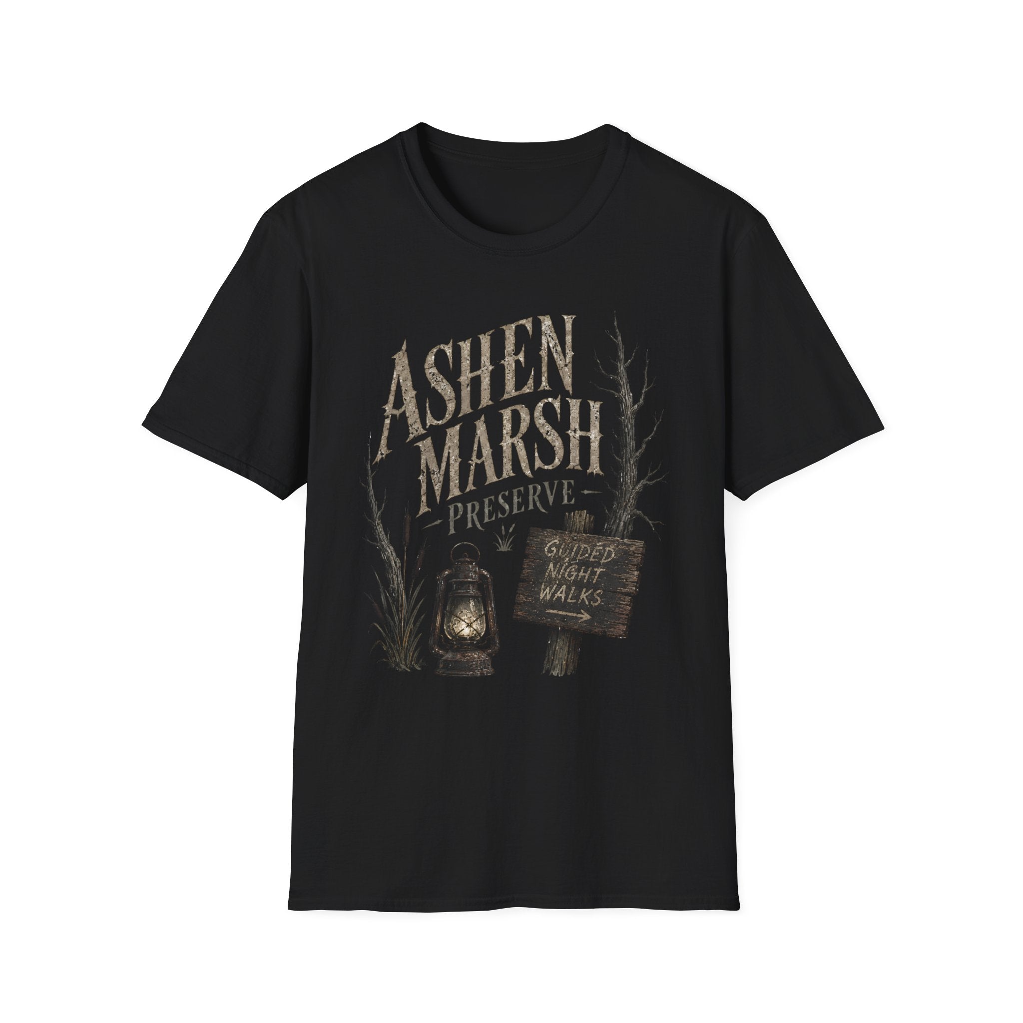 Ashen Marsh Preserve T-Shirt - Rustic Swamp Tour Tee