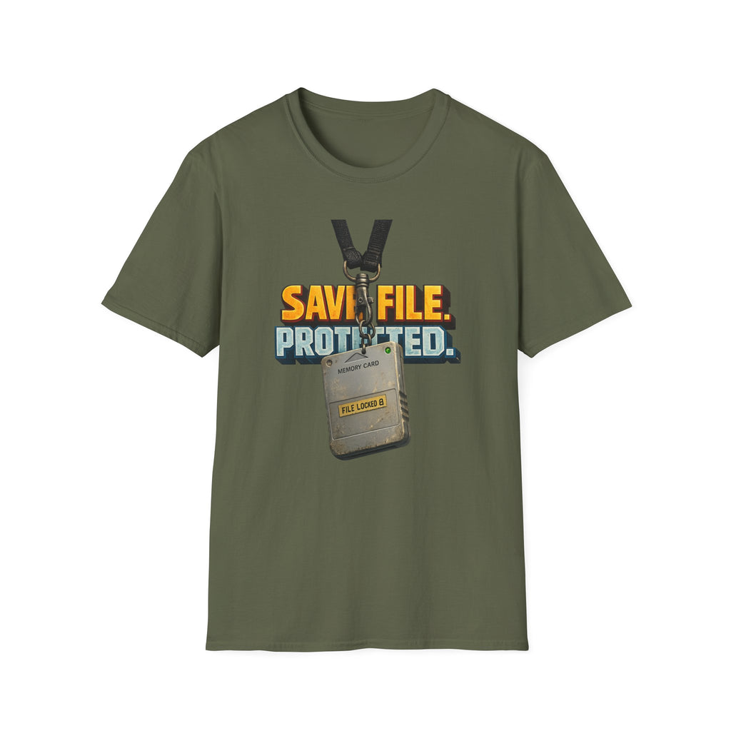 "SAVE FILE. PROTECTED." Lanyard Badge Graphic T-Shirt