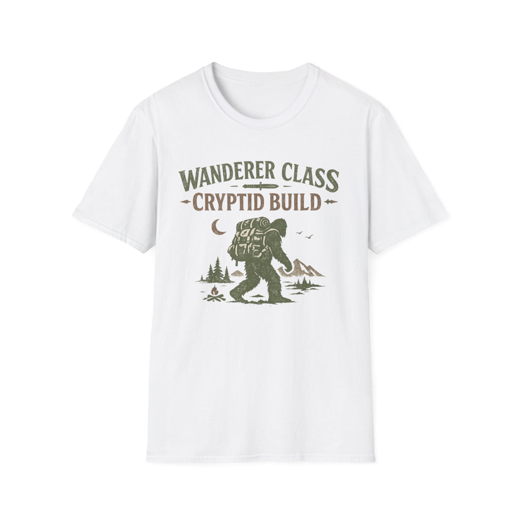 Wanderer Class Cryptid Build - Bigfoot Hiking Graphic T-Shirt