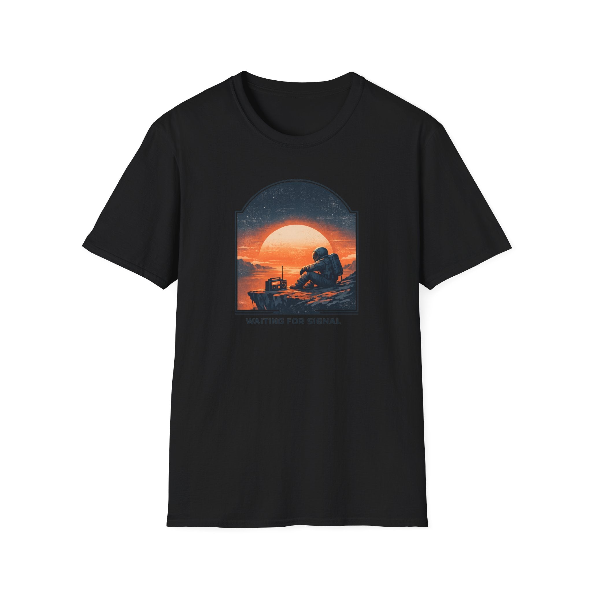 'Waiting For Signal' Astronaut Graphic T-Shirt - Retro Radio Sunset