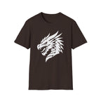 Dragon Head Graphic T-Shirt - Fierce White Mythical Creature Tee