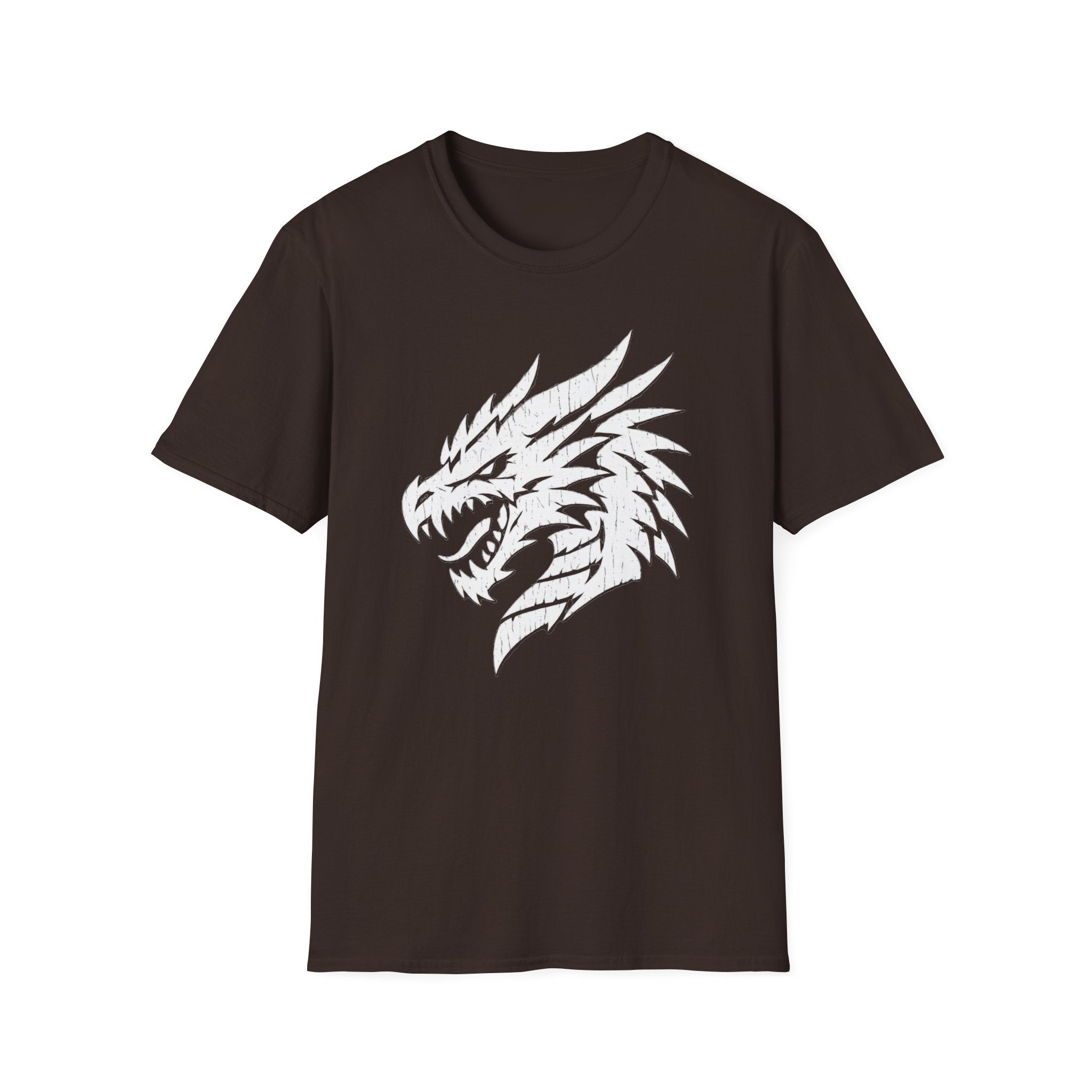 Dragon Head Graphic T-Shirt - Fierce White Mythical Creature Tee
