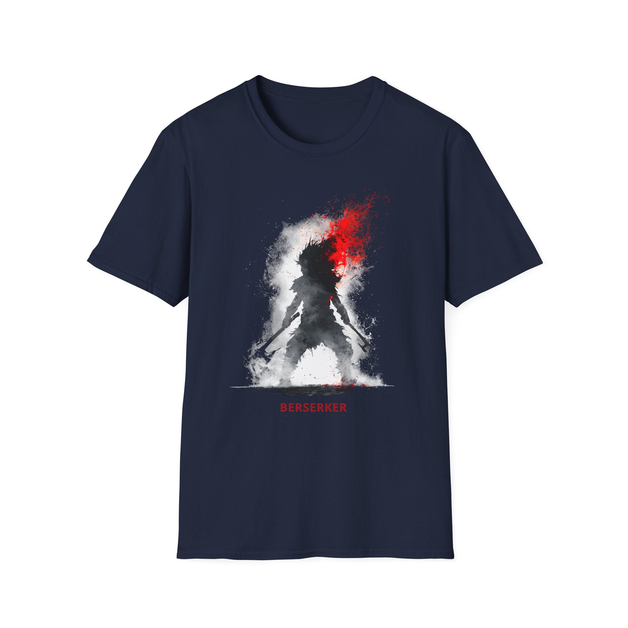 Berserker Silhouette Tee - Red & White Smoke Rage Graphic T-Shirt