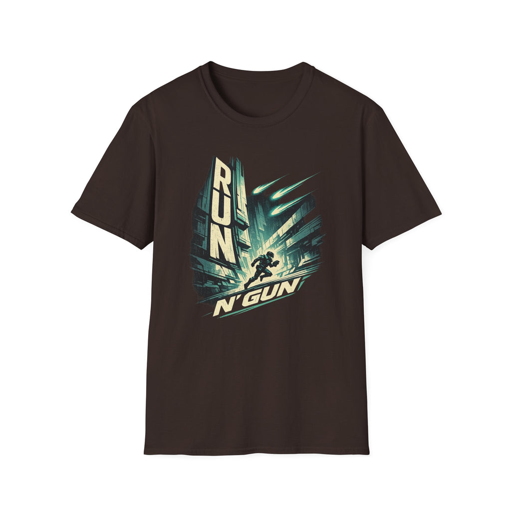Run N' Gun T-Shirt - Retro Arcade Shooter Graphic Tee