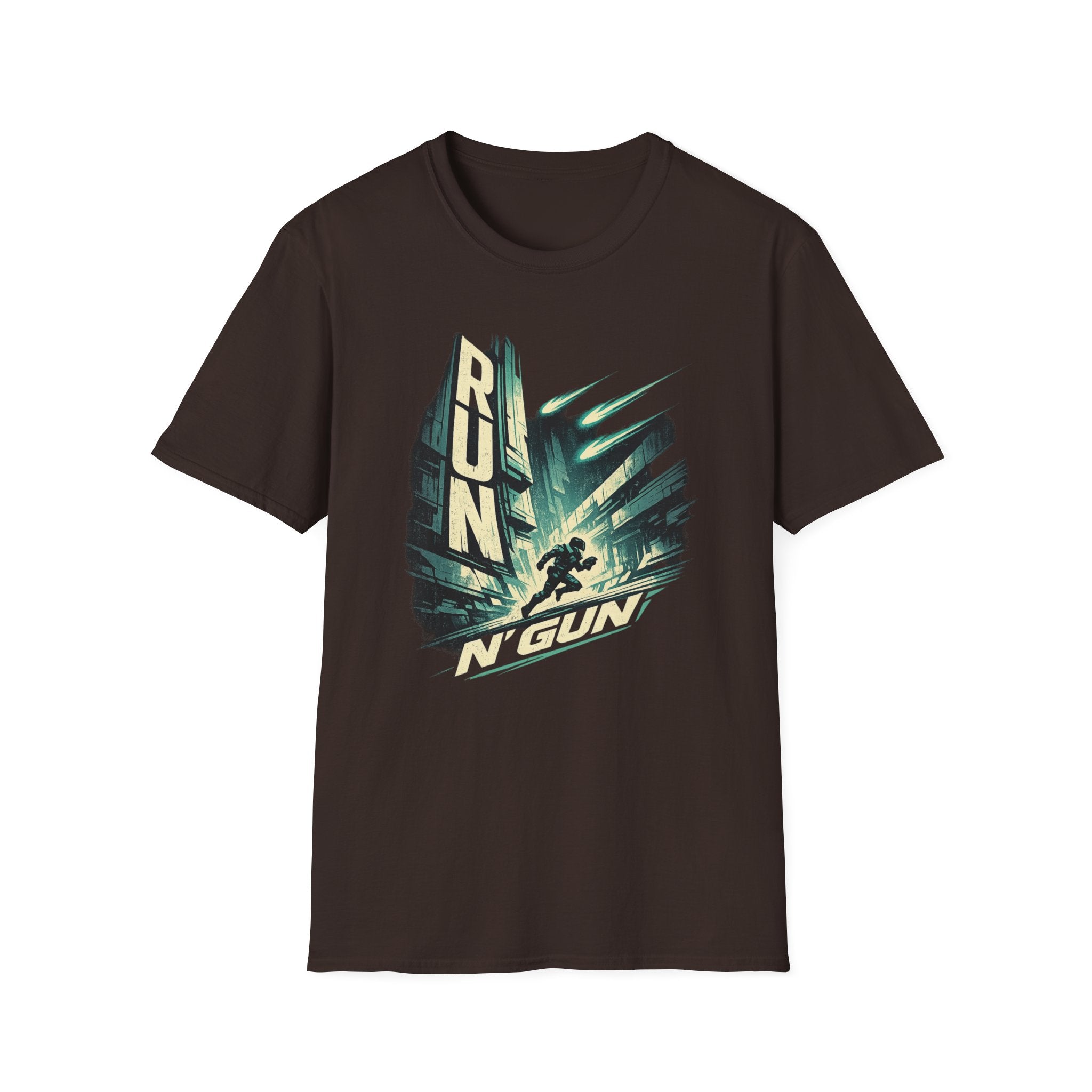 Run N' Gun T-Shirt - Retro Arcade Shooter Graphic Tee