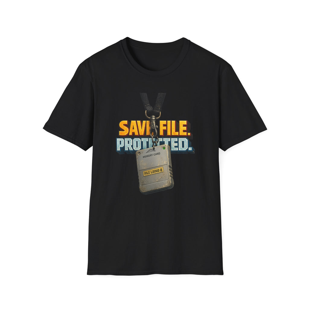 "SAVE FILE. PROTECTED." Lanyard Badge Graphic T-Shirt