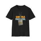 "SAVE FILE. PROTECTED." Lanyard Badge Graphic T-Shirt
