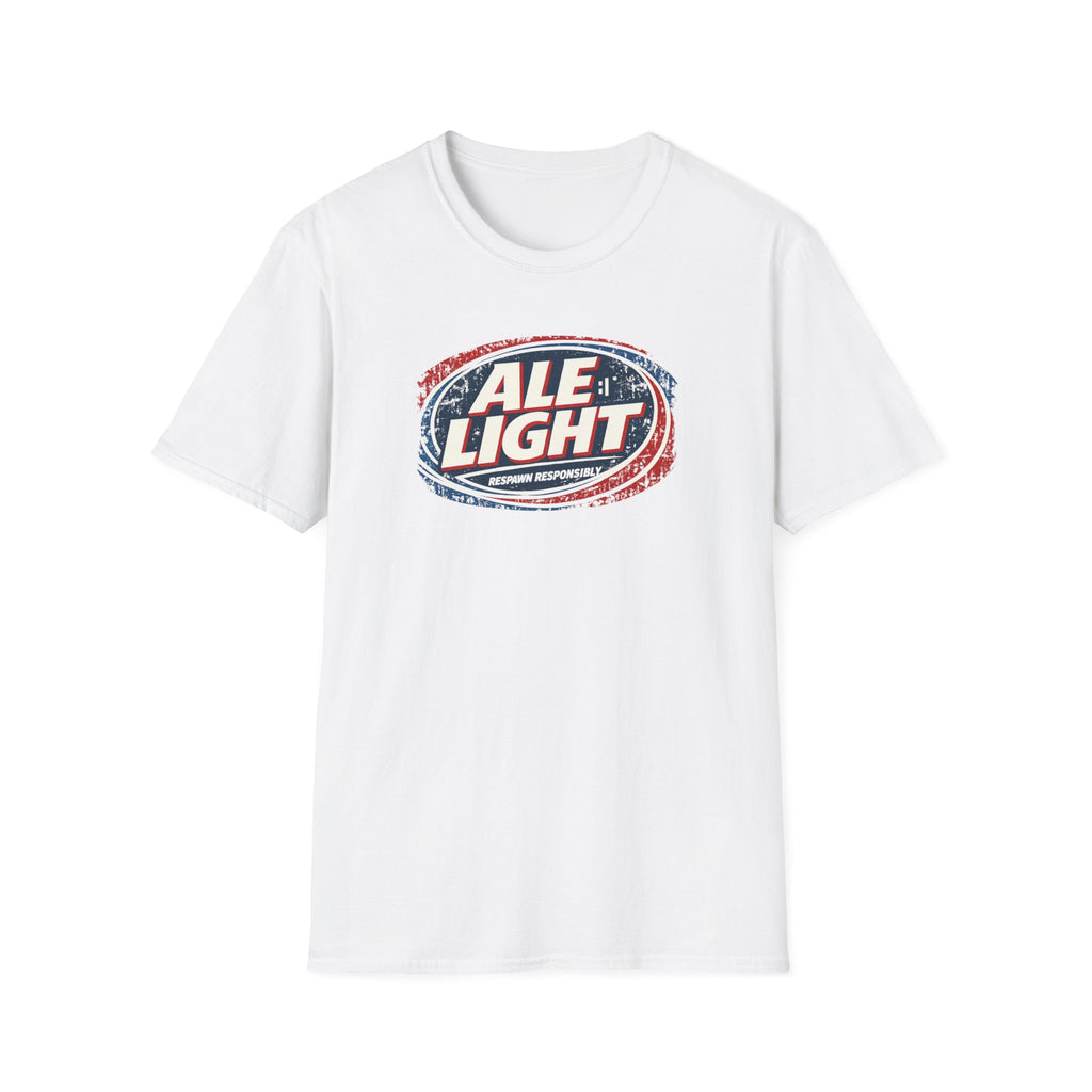 Ale Light (Respawn Responsibly) Parody Logo Graphic T-Shirt — Vintage Beer Logo Tee