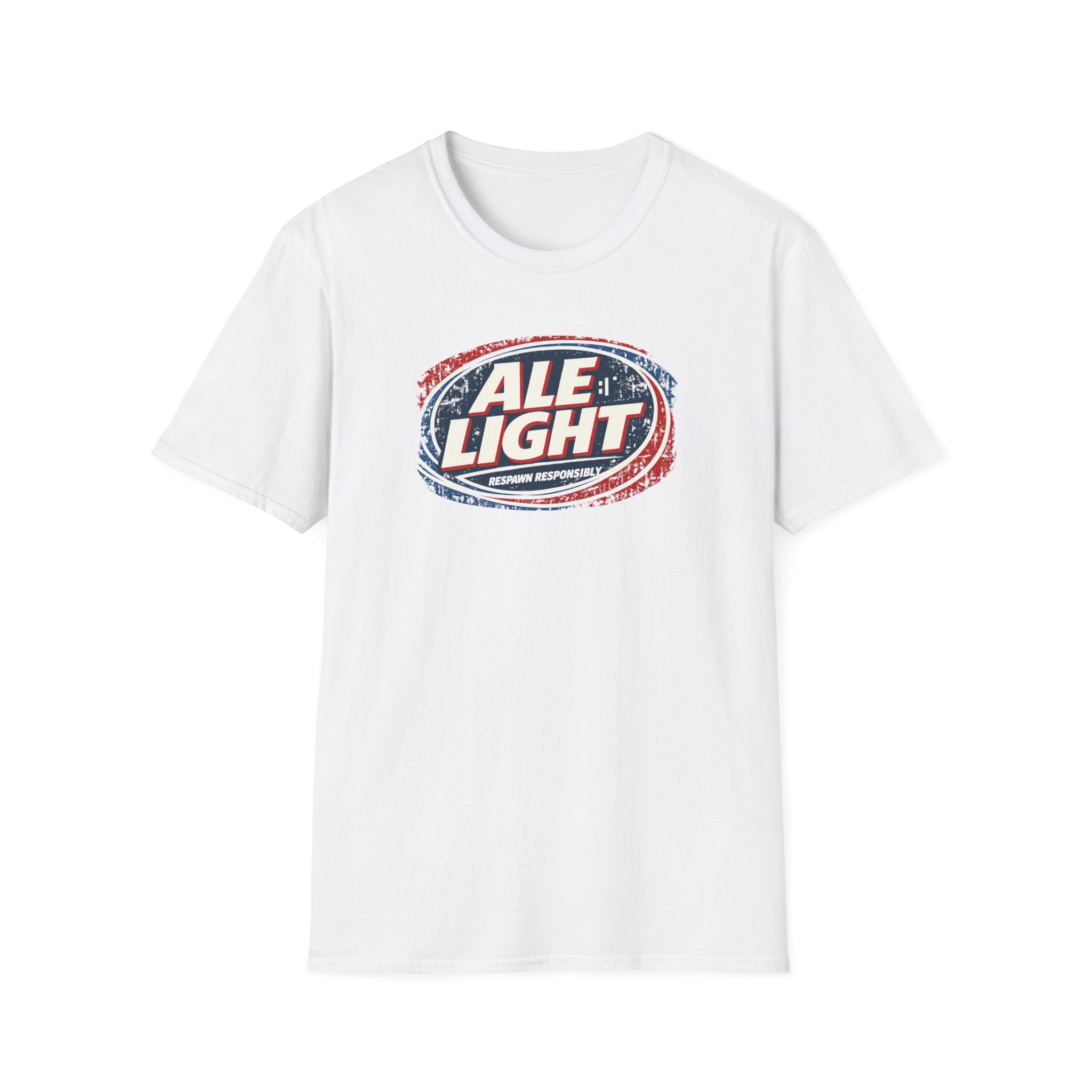 Ale Light (Respawn Responsibly) Parody Logo Graphic T-Shirt — Vintage Beer Logo Tee