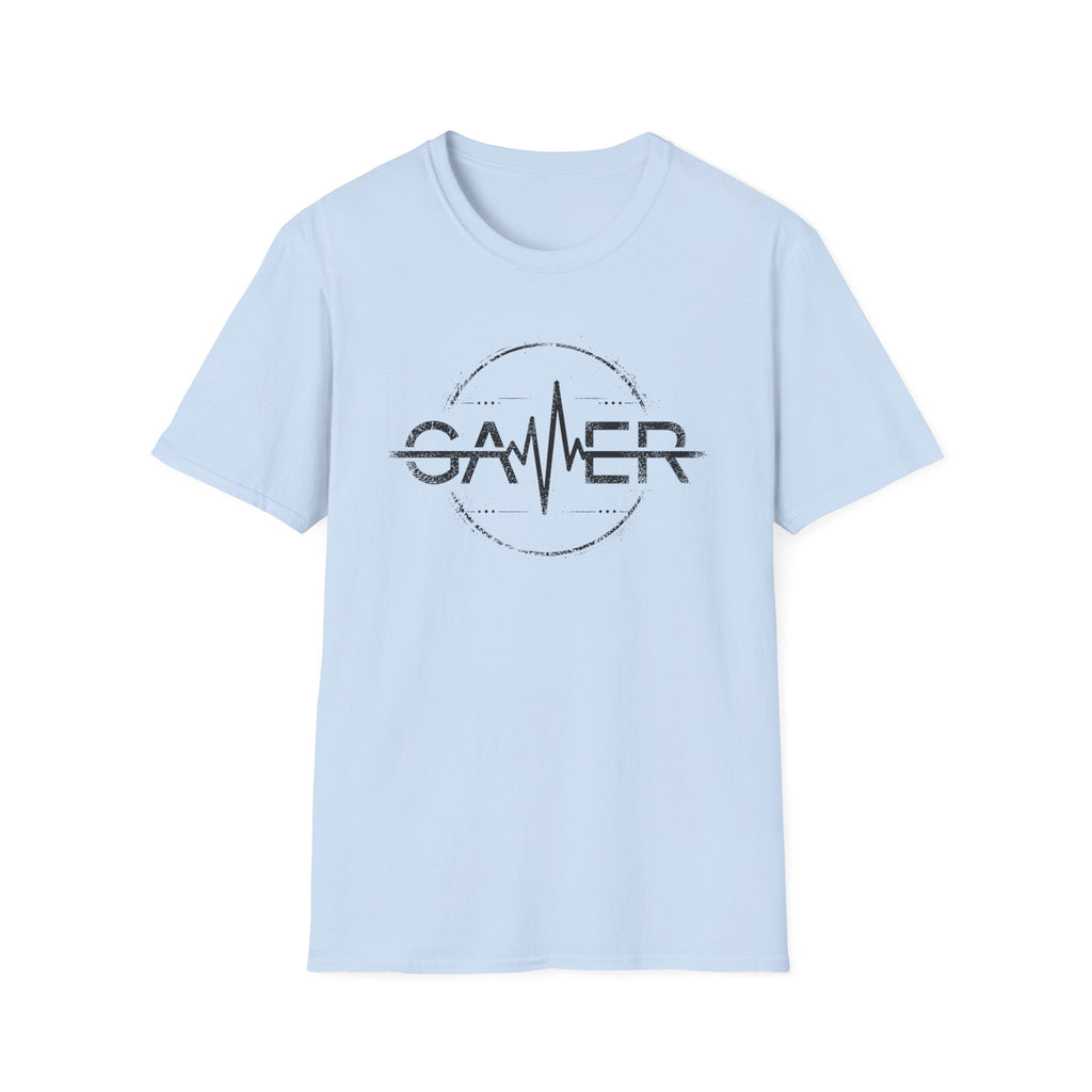 Gamer Heartbeat T-Shirt - Retro Monochrome Black Gaming Tee