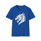 Dragon Head Graphic T-Shirt - Fierce White Mythical Creature Tee
