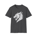 Dragon Head Graphic T-Shirt - Fierce White Mythical Creature Tee