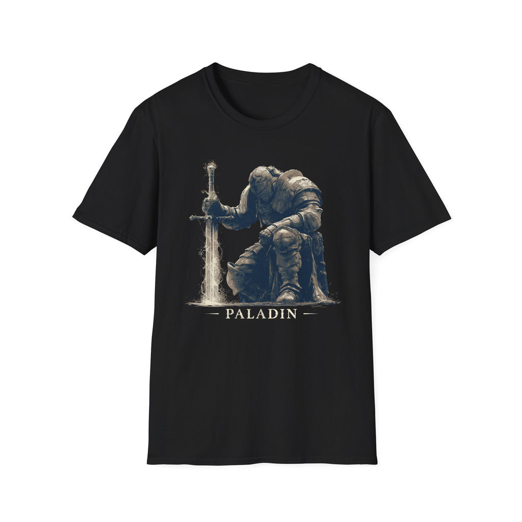 Paladin Kneeling T-Shirt - Fantasy Sword Knight Gaming Tee