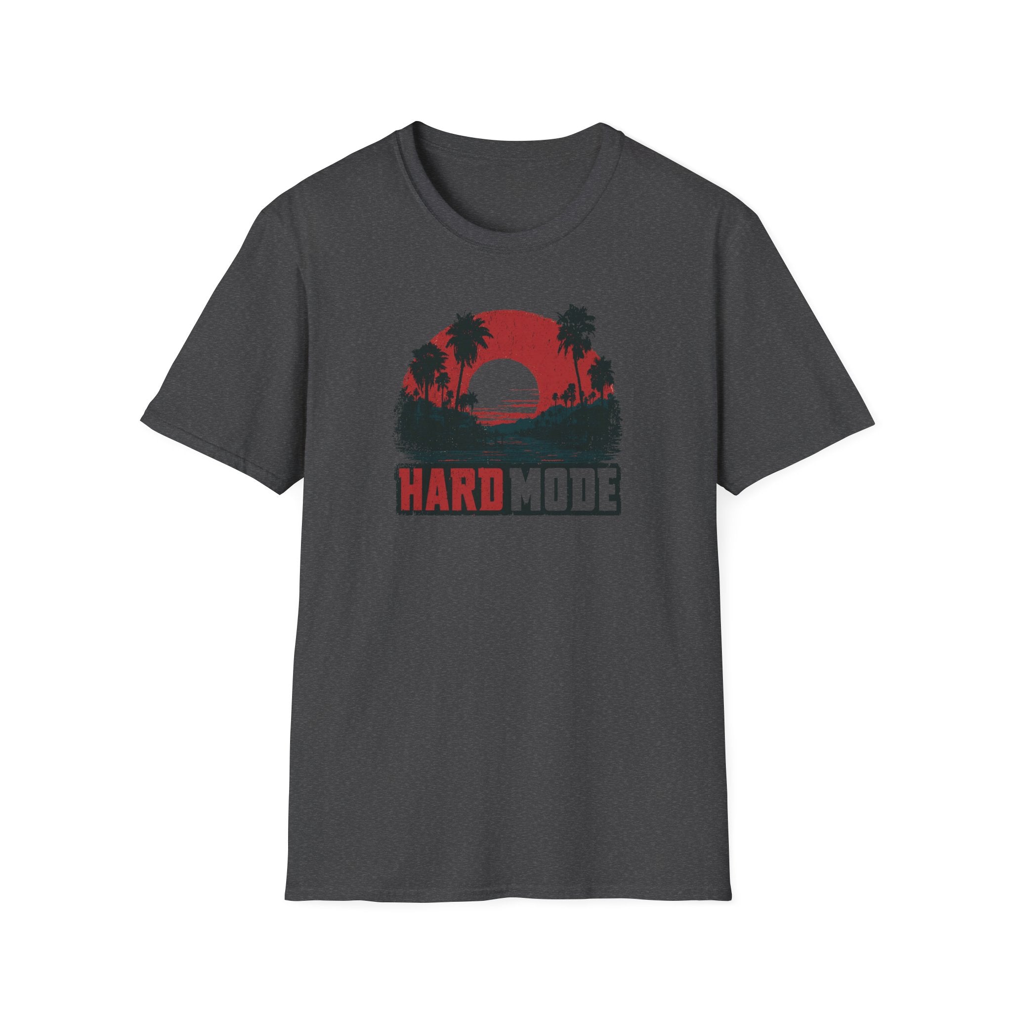 Hard Mode Sunset T-Shirt — Retro Palm Beach Graphic Tee