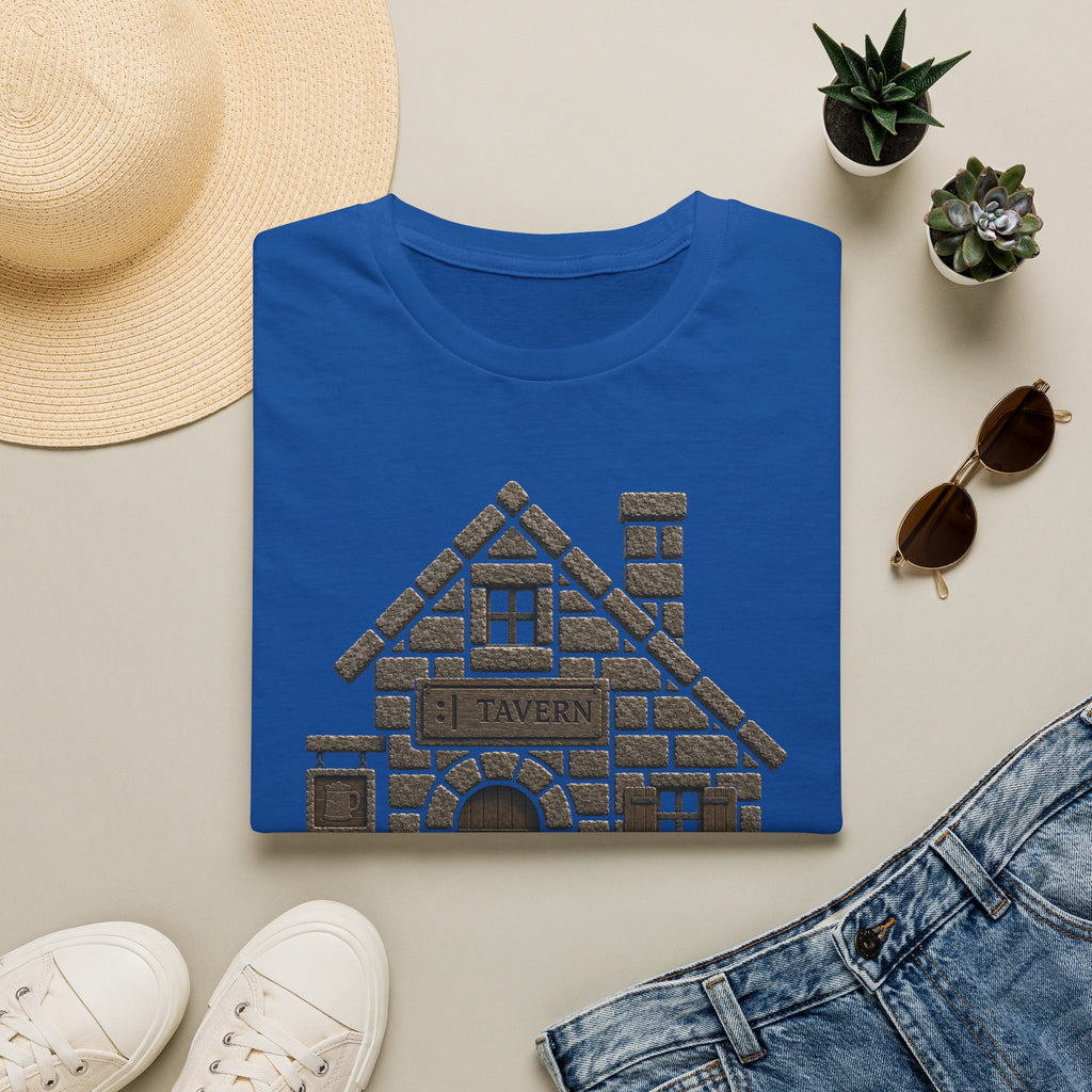 Stone Tavern Cottage T‑Shirt — Cozy Stone Pub Illustration Tee