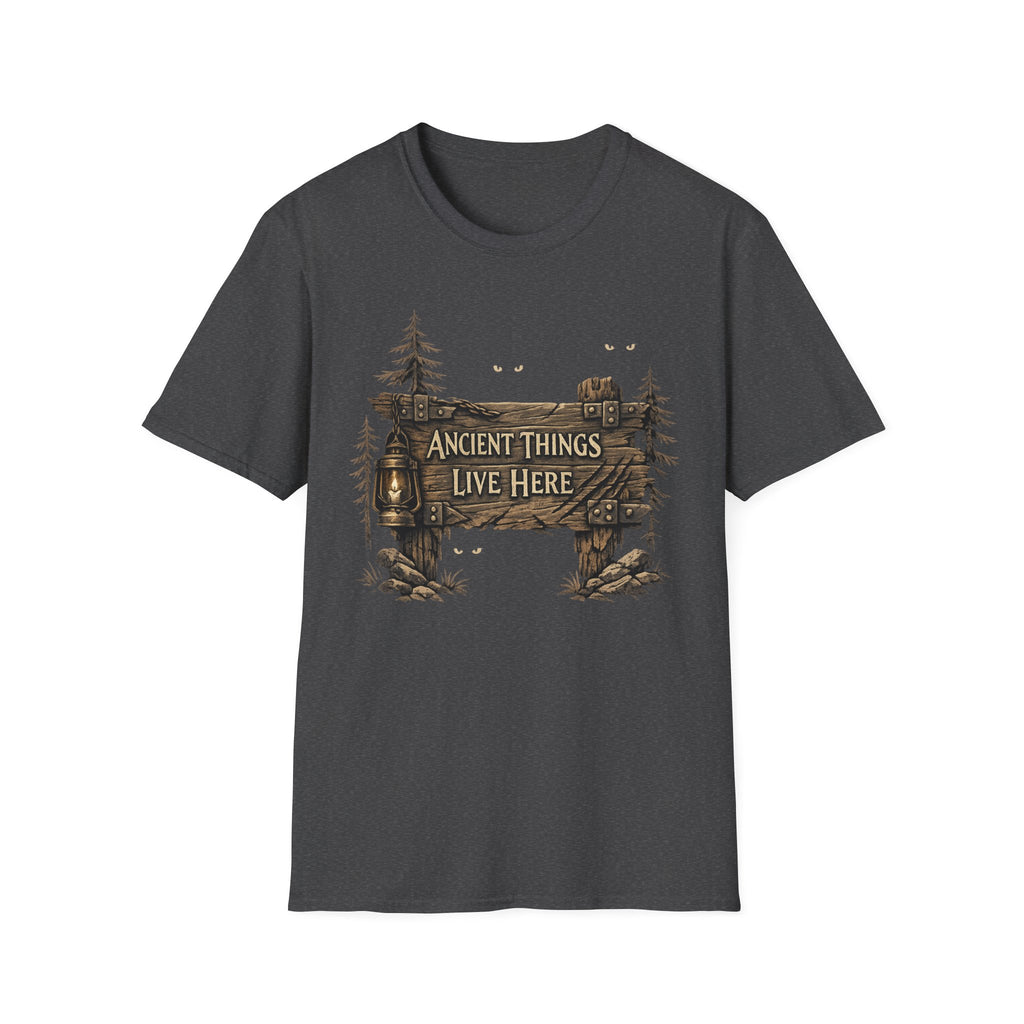 Ancient Things Live Here T-Shirt - Rustic Forest Fantasy Tee