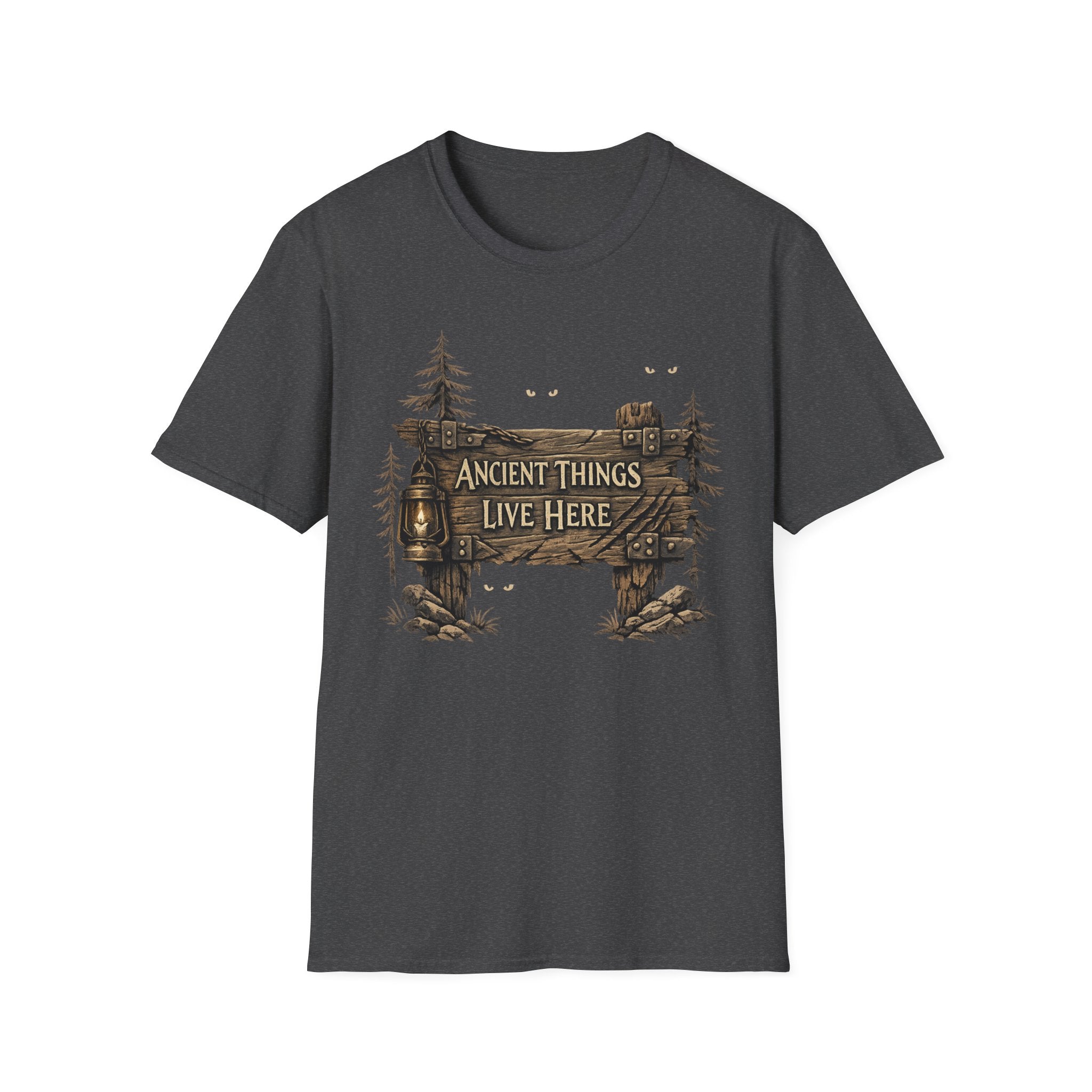Ancient Things Live Here T-Shirt - Rustic Forest Fantasy Tee