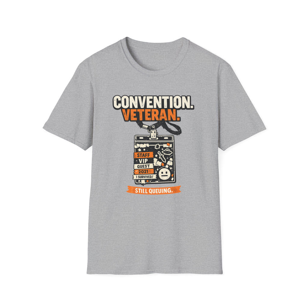 Convention Veteran T-Shirt — Vintage Badge & Lanyard Design