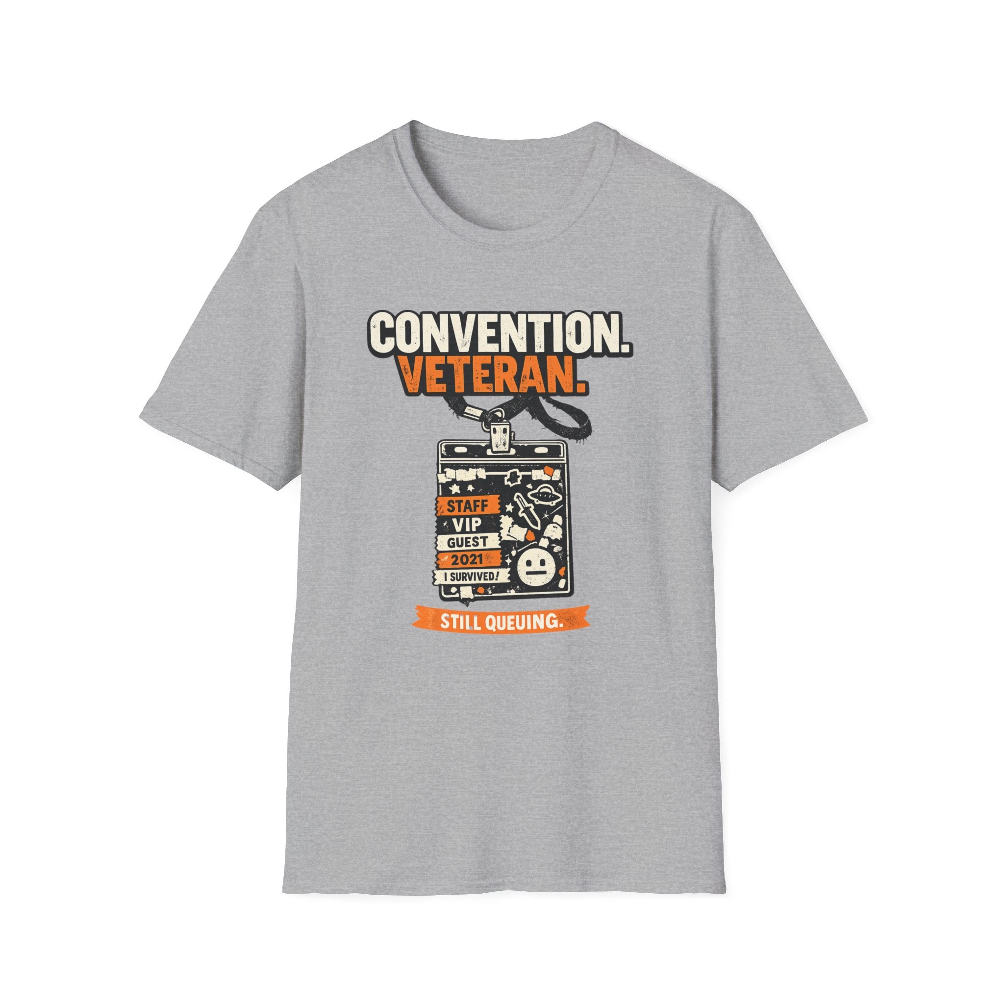 Convention Veteran T-Shirt — Vintage Badge & Lanyard Design