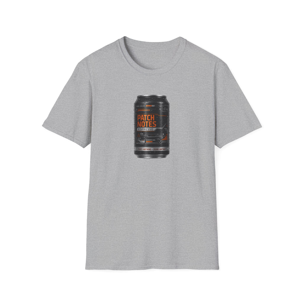 Patch Notes Espresso T-Shirt — Gamer Coffee Can Tee
