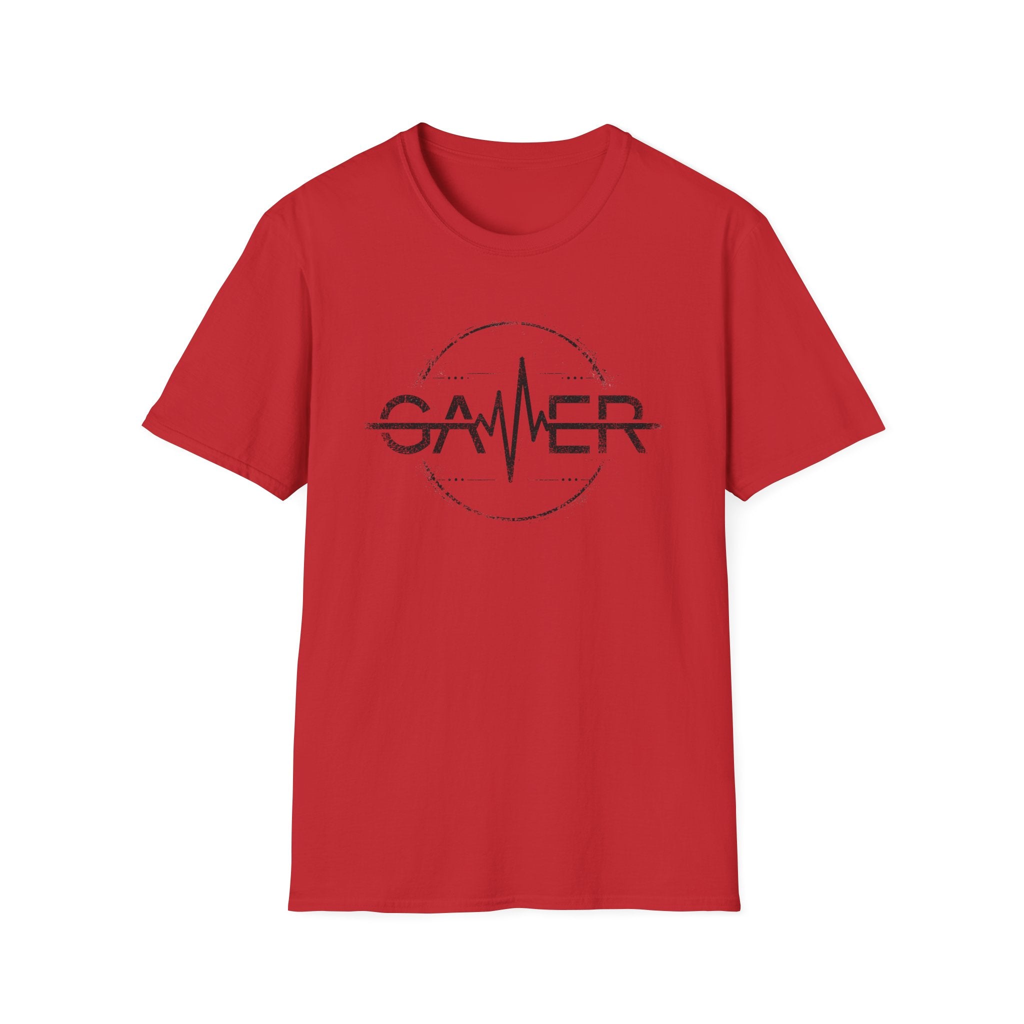 Gamer Heartbeat T-Shirt - Retro Monochrome Black Gaming Tee